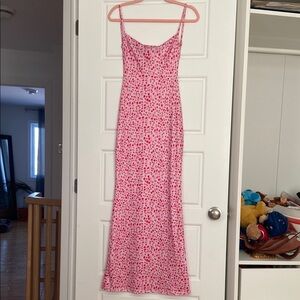 Amazon Pink and White Spaghetti Strap Maxi Dress for Weddings